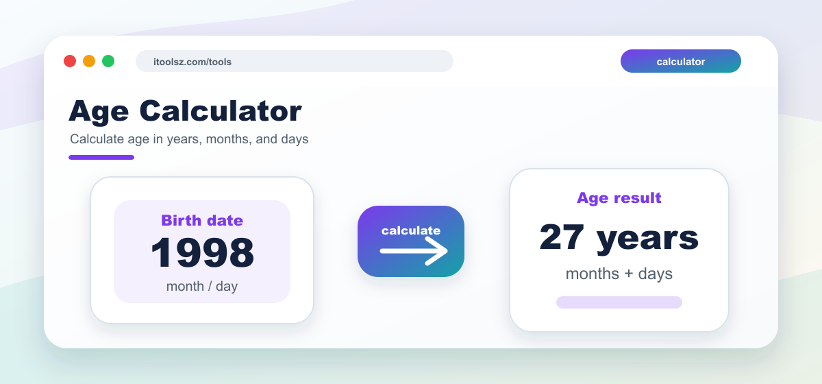 An illustration showing how to use the age calculator.